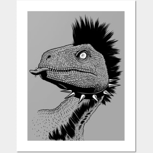 Crested punk velociraptor Posters and Art